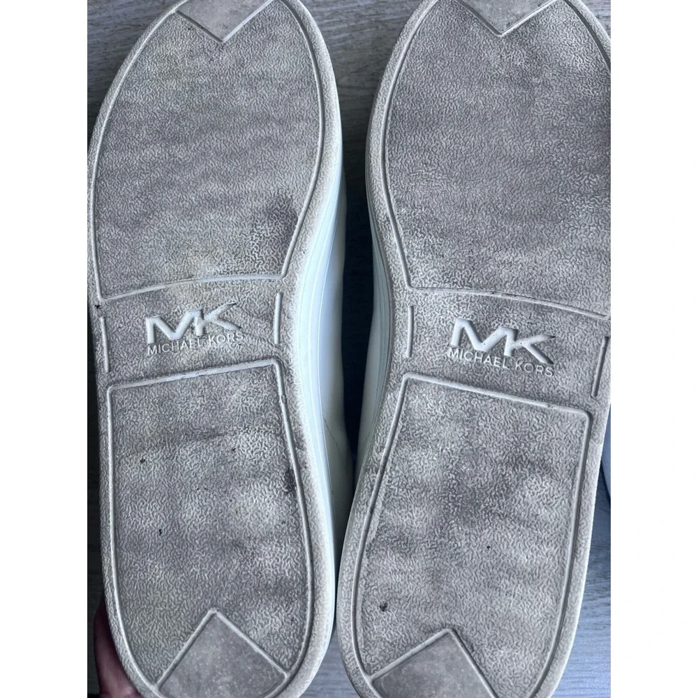 Michael Kors White Leather Low Top Sneakers Womens 9M FT22E Lace Up Round‎ Toe